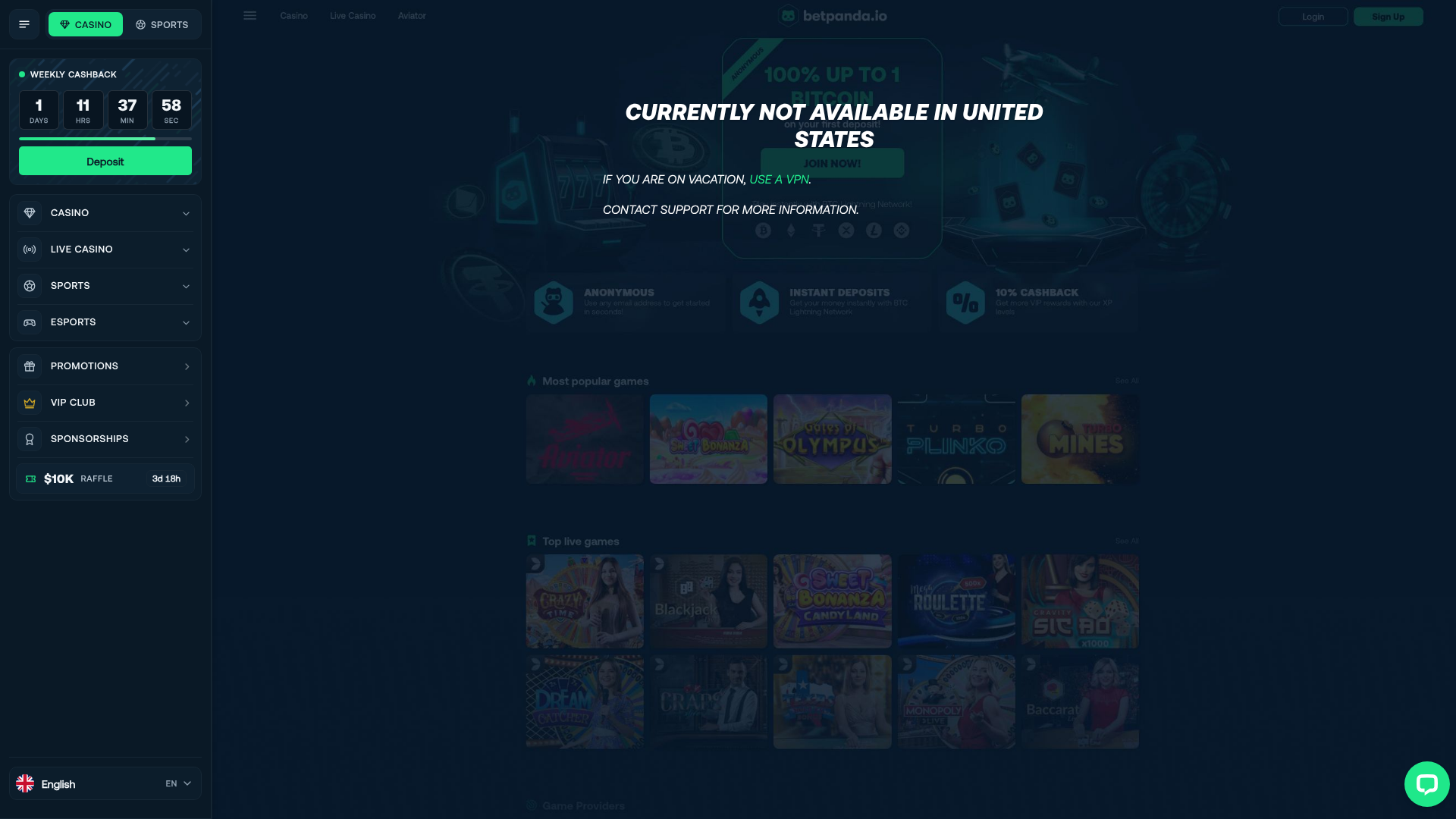BetPanda Casino casino lobby screenshot