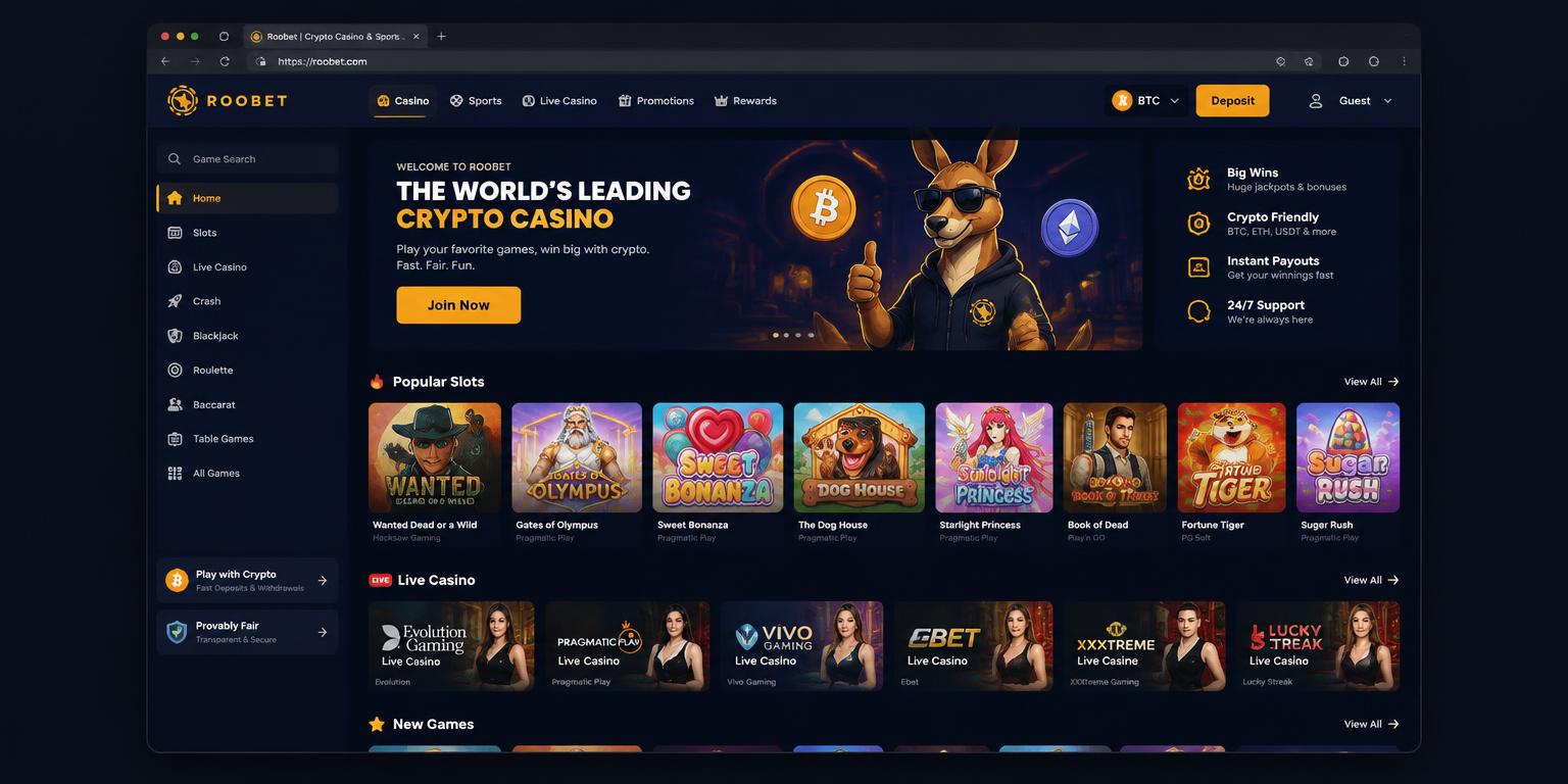 Roobet Casino casino lobby screenshot